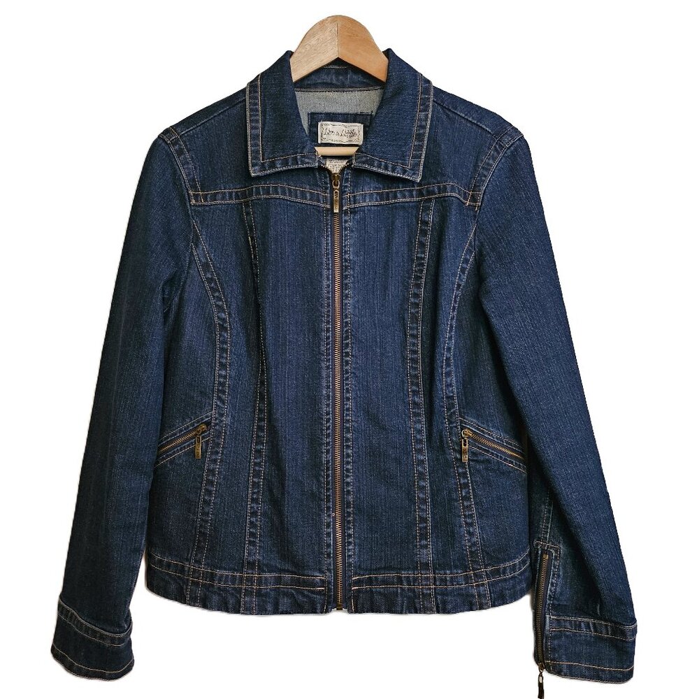 LIVE A LITTLE Blue Denim Long Sleeve Zipper Closure Jacket Size Medium